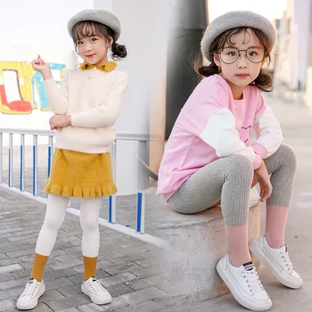 2019 Naujas Kratinys Modelį, Vaikai Antblauzdžiai Amžiaus 3-10 Metų Mergaičių Saldainiai Spalvos Kelnės Rudenį Grynos Medvilnės Vaikai Antblauzdžiai