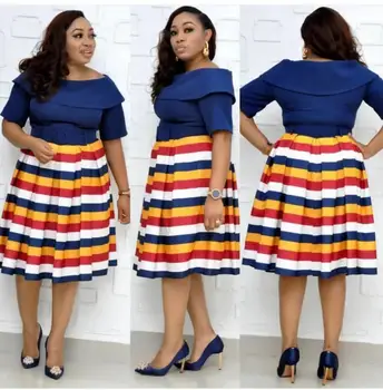2019 naują atvykimo rudenį seksualus mados stilių afrikos moterų spausdinimo plius dydis kelio ilgio suknelė, L-3XL