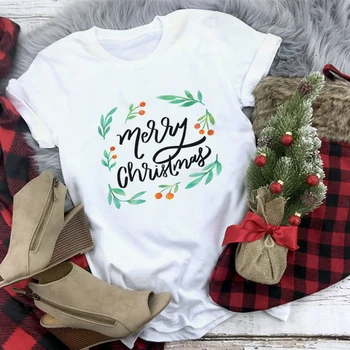 2019 Pledas Linksmų Kalėdų Marškinėliai Moterims Mados Briedžių Grafinis Mielas Tee Kawaii Marškinėlius Hipster Mielas Padėkos Camiseta Mujer