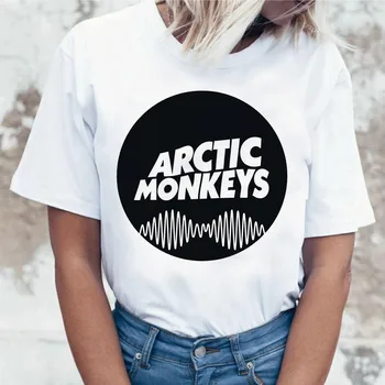2019 Vasaros Viršūnes Arctic Monkeys Balti Marškinėliai Moterims trumpomis Rankovėmis O neck T shirt Moterų Punk Rock Laiškas Spausdinti Marškinėliai, Femme
