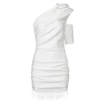 2020 M. Moteris Seksuali Vieną Petį Dizaineris Plunksnos Baltos, Juodos Tvarstis Suknelė Elegantiškas Vakarą Įžymybių Elegantiškas Šalis Suknelė Vestido