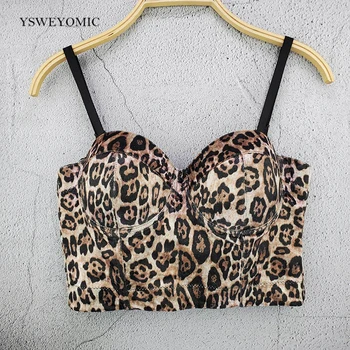 2020 m. naujas Stiliaus Moterų Sexy, Leopardas spausdinimui Aksomo Trumpas Bustier Apkarpyti Viršūnes Ne Dėvėti Berankovis Aukšto Juosmens Korsetas Camis D-032