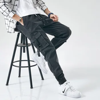 2020 m. Rudenį Naujų Streetwear Jogger Džinsai Vyrams Multi-kišenės, Krovinių Kelnės Vyrams Baggy Džinsai Denim Kelnės