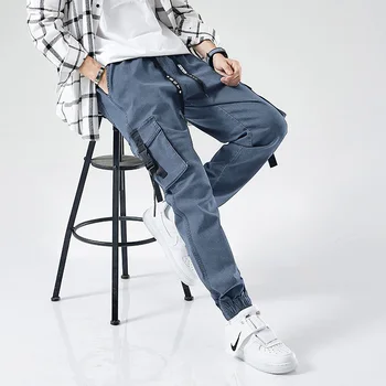 2020 m. Rudenį Naujų Streetwear Jogger Džinsai Vyrams Multi-kišenės, Krovinių Kelnės Vyrams Baggy Džinsai Denim Kelnės