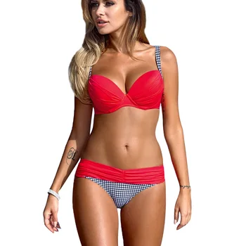 2020 M Seksuali Moteris Push Up Maudymosi Kostiumėlį Spausdinti Biquini Brazilijos Bikini Komplektas Raudonas Maudymosi Kostiumėliai Bandeau Moterų Paplūdimio Drabužiai Maudymosi Plaukimo Kostiumas