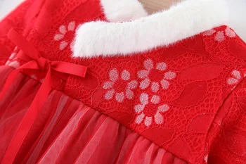2020 m. Vaikų Raudonos Gėlės Naujųjų Metų Suknelė, Kailiniai Drabužiai Bamblys Mergaičių Kinų Vaikams Žiemos Dress Baby Girl Drabužiai 12 Mėnesių