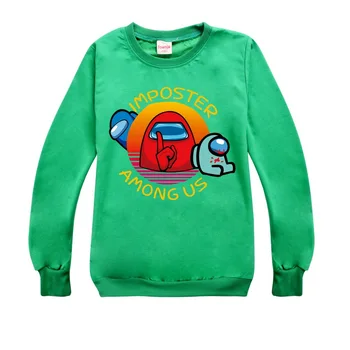 2020 m. Vaikų Rudens Mados Viršūnes Tarp mūsų Cartoon Mados Berniukų ir Mergaičių Apvalios Kaklo Megztiniai Vaikams Žiemos Long Sleeve T-shirts