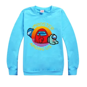 2020 m. Vaikų Rudens Mados Viršūnes Tarp mūsų Cartoon Mados Berniukų ir Mergaičių Apvalios Kaklo Megztiniai Vaikams Žiemos Long Sleeve T-shirts
