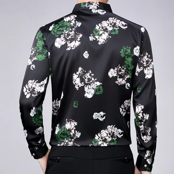 2020 m. visiškai nauja, ilgomis rankovėmis vyrams, socialinės marškinėliai streetwear atsitiktinis gėlių marškinėliai suknelė vyrai slim reguliariai fit drabužiai mados 90327