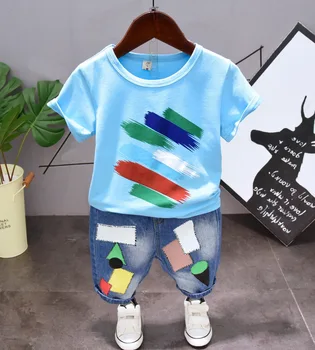 2020 metų Vasaros naujų Drabužių Rinkiniai berniukas Medvilnės atsitiktinis vaikų dėvėti Kūdikių Berniukų marškinėliai + Šortai, Kelnės 2 Vnt Drabužių Rinkiniai 2-6years