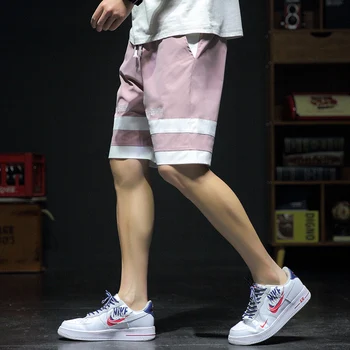 2020 metų Vasaros vyriški Laisvalaikio Trumpas Hip-Hop Šortai Streetwear Mens Derliaus Poilsiu Šortai Vyrų Rožinės spalvos Šortai
