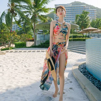 2020 Moterų Spausdinti Bikini Komplektas Push Up Maudymosi Kostiumą Tvarstis maudymosi kostiumėlis Vasaros Seksualus maudymosi Kostiumėliai, Biquinis su Sijonu Plaukti Paplūdimio Drabužiai