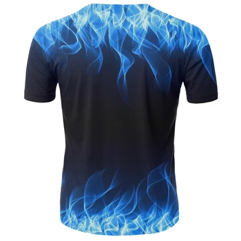 2020 naujas mėlyna liepsna spausdinti 3D T-shirt apvalus kaklas trumpas rankovės ponios T-shirt vyrams laisvalaikio moteriški marškinėliai topai
