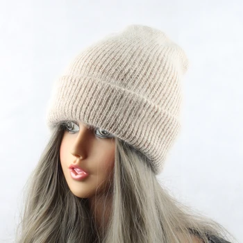 2020 Naujas Triušio Kailio Kepuraitė Skrybėlės Moterims Žiemos Beanies Skullies Šilta Megzta Iš Angoros Vilnos Skrybėlę Gorros Moteriška Kepurė