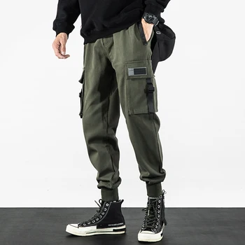 2020 Vyrų Krovinių Kelnės Šoninių Kišenių Vyrų Kratinys Atsitiktinis Jogger Mados Taktinės Kelnės Harajuku Streetwear Sweatpants