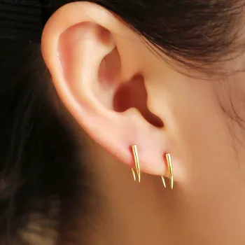 2021 didmeninė 925 sterlingas sidabro juosta auskaru ausyje vielos aukso spalvos poliruoti paprastas, subtilus dizainas mergaitė moterų gražių ausų papuošalai