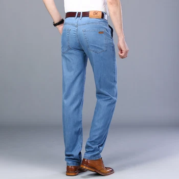 2021 m. pavasario vasaros classic prekės ženklo verslo atsitiktinis vyriški tiesiai plono džinsinio džinsus aukštos kokybės Lajocelis lengvas ruožas džinsai