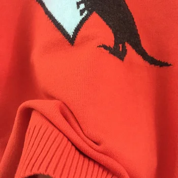 2021 m. rudenį Animacinių filmų Gyvūnų modelis ilgomis rankovėmis megztinis orange puloveriai atsitiktinis megzti viršų Raudonos spalvos džemperis B-023