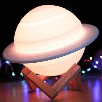 2021 Naujas 3D Spausdinimo Saturnas Lempa Mėnulio Lempa, Nuotolinio Valdymo pultas 16 Spalva Keičiasi Magiškas Kamuolys Galaxy USB LED Nakties Šviesos Namų Dekoro