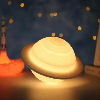 2021 Naujas 3D Spausdinimo Saturnas Lempa Mėnulio Lempa, Nuotolinio Valdymo pultas 16 Spalva Keičiasi Magiškas Kamuolys Galaxy USB LED Nakties Šviesos Namų Dekoro