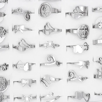24 vnt moterų nerūdijančio plieno žiedai 2018 naują atvykimo derinys stiliaus sidabro padengtą žiedas bižuterijos