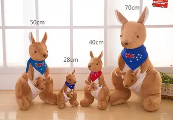 28cm 40cm 50cm 70cm Ūgio Australijos Kengūra su Baby Joey Pliušinis Gyvūnų Nuotykių Lėlės Žaislas Vaikams