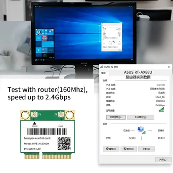 2974Mbps Wifi, 6 dviejų dažnių Belaidžio Pusę Mini PCI-E Tinklą Wlan Wi-fi Kortele, Bluetooth 5.0 802.11 ax/ac 2.4 Ghz/5 ghz Adapteris MU-MIMO