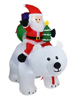 2m Polar Bear Pripučiami Santa Kalėdų Jojimo Polar Bear Pripučiamos Lėlės Kalėdų Dekoracija Namuose Kalėdų Lėlės Naujųjų Metų