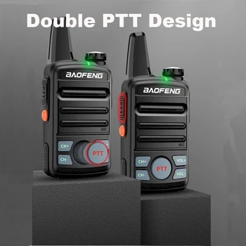 2vnt Kompaktiškas mažas mini walkie talkie baofeng BF-T99 Mini dual TR UHF 400-470MHz 2W 16CH kumpis radijo mėgėjų w/ Ausinių