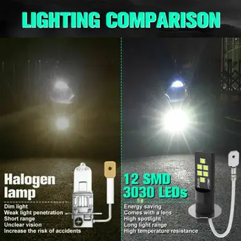 2xLED Rūko Lemputės, Žibintai H3 Universalus Priešrūkinis Žibintas labai Šviesus 2vnt LED Lemputės Automobilių Šviesos Surinkimo Universaliųjų Automobilių Žibintai priešrūkinis žibintas