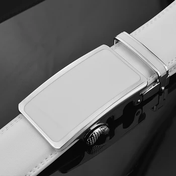 3,5 cm Automatinė Sagtis diržo vyrų Aukštos Kokybės Liemens Diržas mados natūralios odos baltos spalvos Grūdų dizaineris Juostos ceinture homme