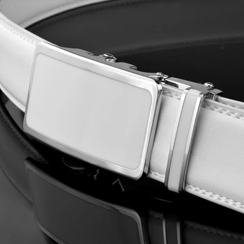 3,5 cm Automatinė Sagtis diržo vyrų Aukštos Kokybės Liemens Diržas mados natūralios odos baltos spalvos Grūdų dizaineris Juostos ceinture homme