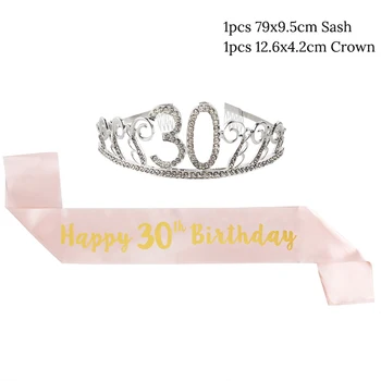 30 40 50 Laimingas gimtadienio dovana Rosa aukso satino varčios Karūna gimtadienio apdailos Suaugusiųjų 30 40 50-ųjų metinių dieną