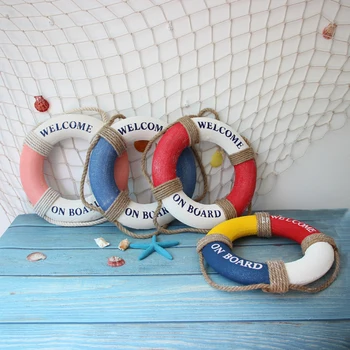 35cm Sveiki Sienos ornamentu Gyvenimo Plūduro Putų Laive Jūrmylių Gyvenimo Lifebuoy Žiedas Valties Sienos Kabo Viduržemio jūros regiono Stiliaus Namų Dekoro