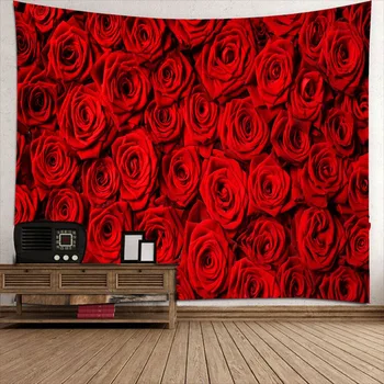 3D Gobelenas sienos kabo Raudona rožė Vestuvių Lovatiesė Bendrabučio Padengti Paplūdimio Rankšluostį Fone Namų Kambario Sienos Meno Kelių dydžių