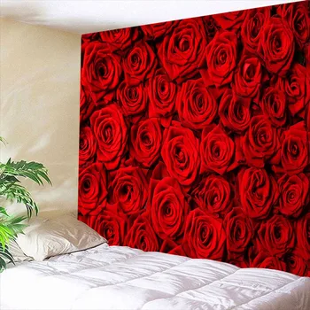 3D Gobelenas sienos kabo Raudona rožė Vestuvių Lovatiesė Bendrabučio Padengti Paplūdimio Rankšluostį Fone Namų Kambario Sienos Meno Kelių dydžių