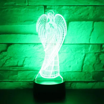 3D LED Nakties Šviesos Angelas su 7 Spalvų Šviesos Namų Puošybai Lempos Nuostabi Vizualizacijos Optinė Iliuzija Nuostabus