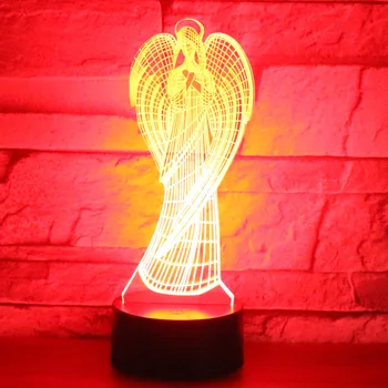 3D LED Nakties Šviesos Angelas su 7 Spalvų Šviesos Namų Puošybai Lempos Nuostabi Vizualizacijos Optinė Iliuzija Nuostabus
