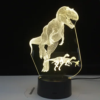 3D LED Nakties Šviesos Lempos Dinozaurų Komanda Serijos 16Color 3D Naktį šviesos Nuotolinio Valdymo stalinės Lempos Žaislai Dovana Vaikas Namų Puošybai