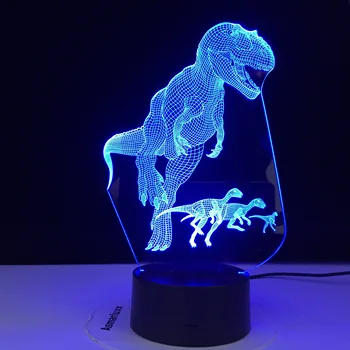 3D LED Nakties Šviesos Lempos Dinozaurų Komanda Serijos 16Color 3D Naktį šviesos Nuotolinio Valdymo stalinės Lempos Žaislai Dovana Vaikas Namų Puošybai