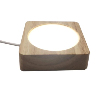 3D LED Nakties Šviesos Stalo Lempa USB Krištolo Stiklo Derva Meno Ornamentais Bazės Stovėti X6HD