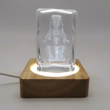 3D LED Nakties Šviesos Stalo Lempa USB Krištolo Stiklo Derva Meno Ornamentais Bazės Stovėti X6HD