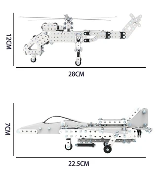 3D Metalo Lėktuvo Asamblėjos Berniukas Nuimamas Žaislų Kūrimo Bloką Sraigtasparnis Naikintuvas Bombonešis Nerūdijančio Plieno Modelis