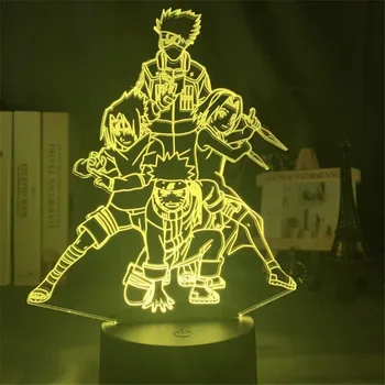 3d Naktį Šviesos Japonų Anime LED Naruto Kakashi Hatake Pav naktinė lempa Vaiko Miegamasis Dekoro Stalo Lempos