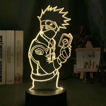 3d Naktį Šviesos Japonų Anime LED Naruto Kakashi Hatake Pav naktinė lempa Vaiko Miegamasis Dekoro Stalo Lempos