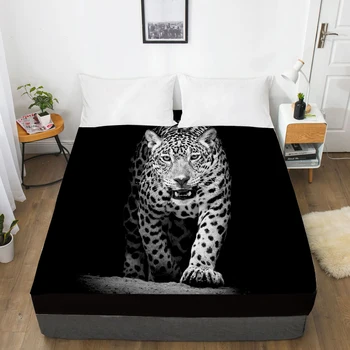 3D Print Custom paklode Su Elastinga,Įrengtas Lapas Karalienė/Karalius,Gyvūnų Balta leopard Čiužinys Padengti 160x200/150x200,lašas laivas