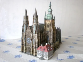 3D puzzle popieriaus pastato modelis žaislas pasaulyje didžiosios architektūra, čekijos Praha Praha St Vitus Cathedral Katedrala svateho Vita