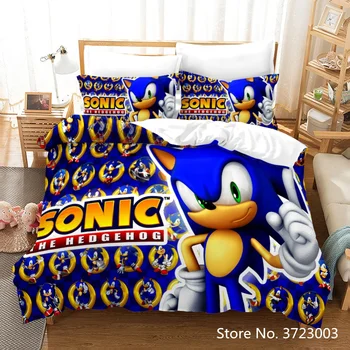 3D Sonic Patalynės Komplektas Animacinių, Anime, Sonic Antklode Padengti Nustatyti Vaikams Miegamasis Vieną Twin Karalienė King Size Berniukai Mergaitės Lova Užvalkalai