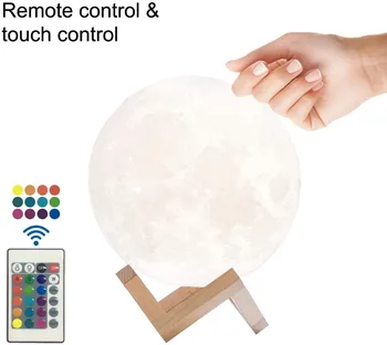 3D Spausdinimo Naktį LED Lempa 16 Spalvų Nuotolinio Valdymo Mėnulio Šviesos Žibintas Įkraunamas Spalva Pakeisti Vaikų Žibintai Naktį Lempa Namų
