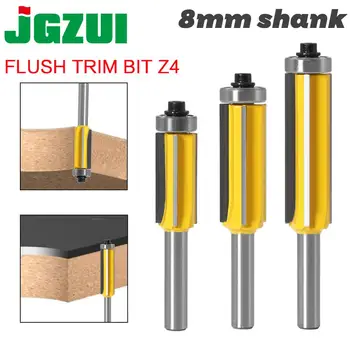 3pc 8mm Trim Flush tiek Z4 Modelio Maršrutizatorių, Tiek Top & Bottom Guolių Bitų Frezavimo Pjovimo Mediena, Medienos Kirtimo